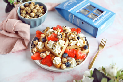 Valentine's Day Waffles with Cookies & Cream Popcorn