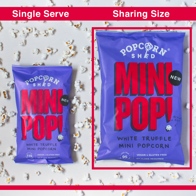 Mini Pop!® White Truffle - Case of 10 x Sharing Bags - Popcorn Shed