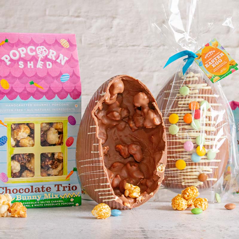 Popcorn Shed launches new Chocolate Popcorn Easter Egg and Chocolate Trio gourmet flavour.