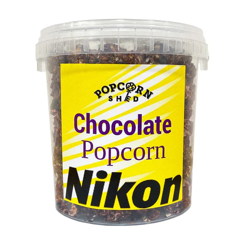 Large popcorn bucket with sticker