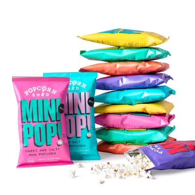 Mini Pop!® Ultimate Tasting Variety 12 Pack - 6 Vegan Flavours - Popcorn Shed