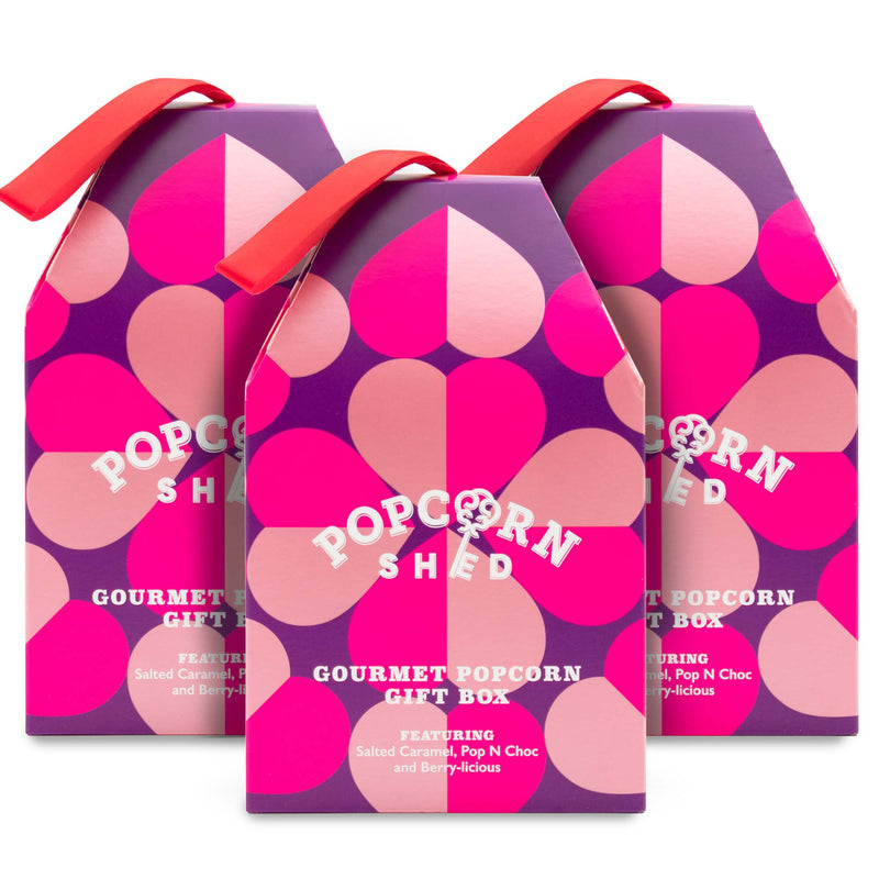 Pink Gourmet Popcorn Gift Box - 3 Pack - Popcorn Shed