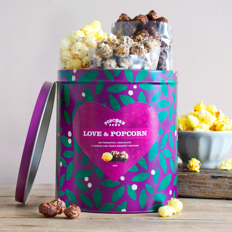 Love & Popcorn Gourmet Gift Tin - Popcorn Shed