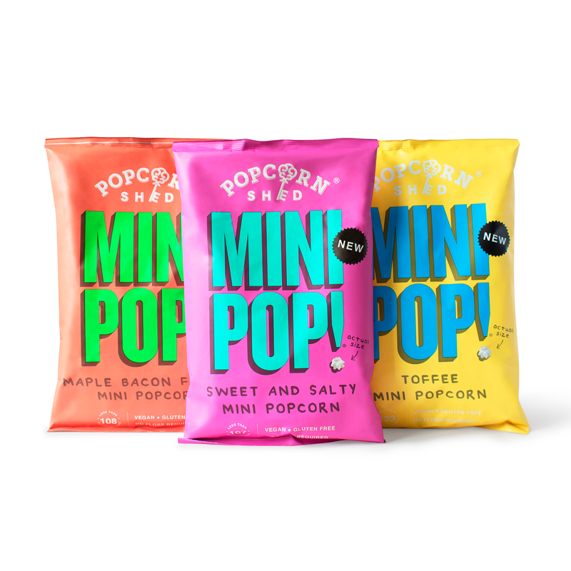 Mini Pop!® Sweet Popcorn Sharing Selection - 3 Vegan Flavours - Popcorn Shed