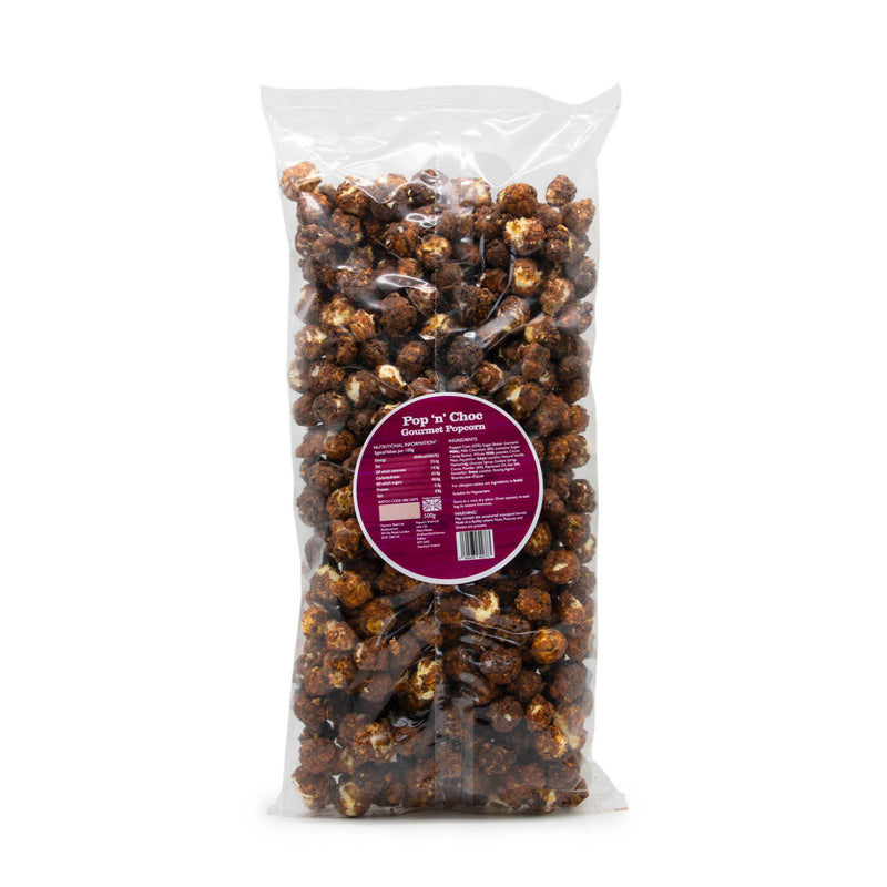 Pop N Choc - Chocolate Caramel Popcorn - 500g Mega Bag - Popcorn Shed