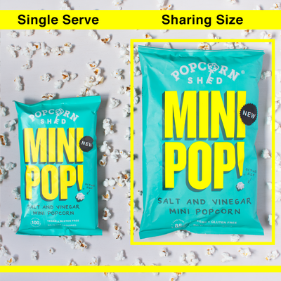 Mini Pop!® Salt & Vinegar - Case of 10 x Sharing Bags - Popcorn Shed